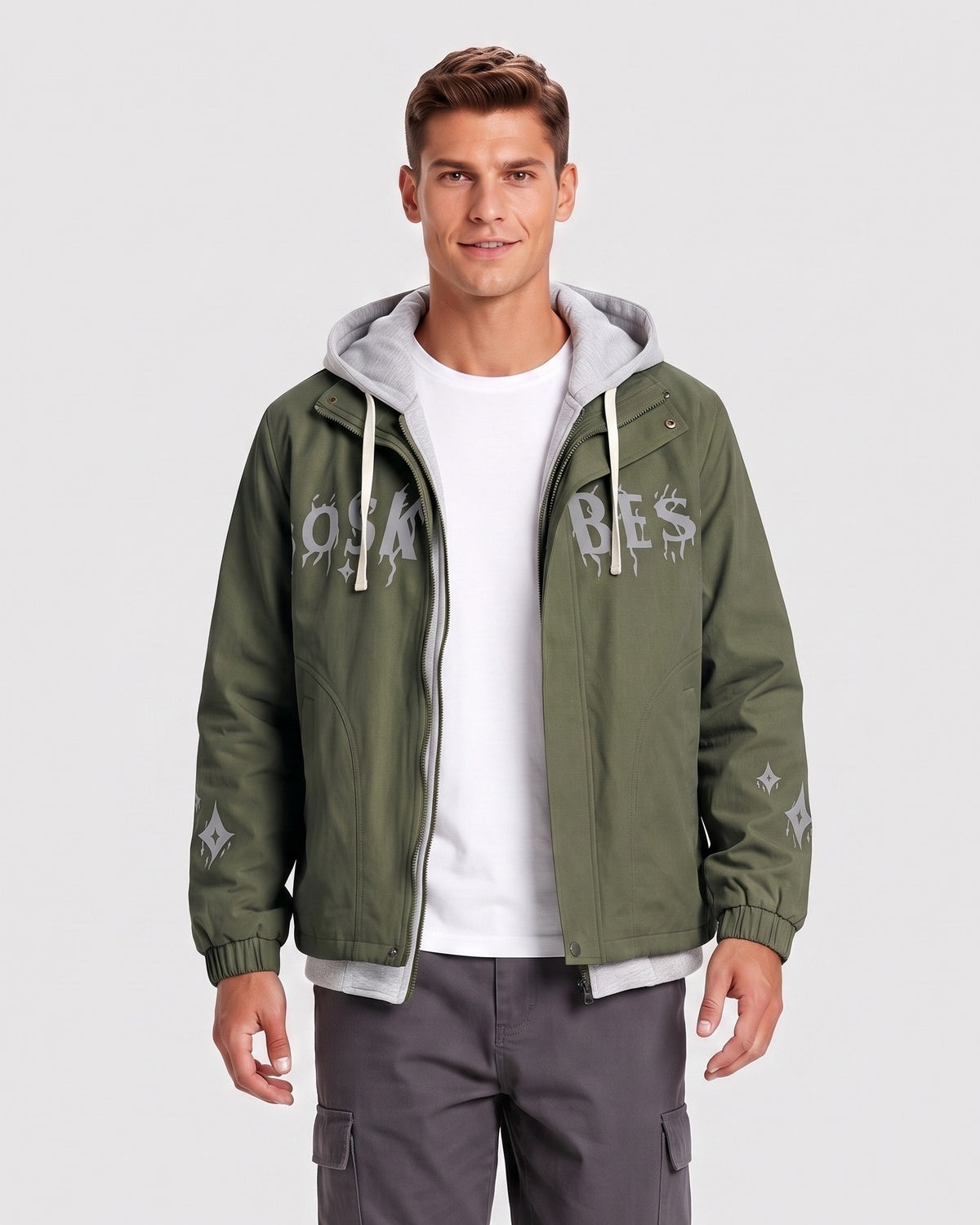 KZZ Casual color-block hooded jacket