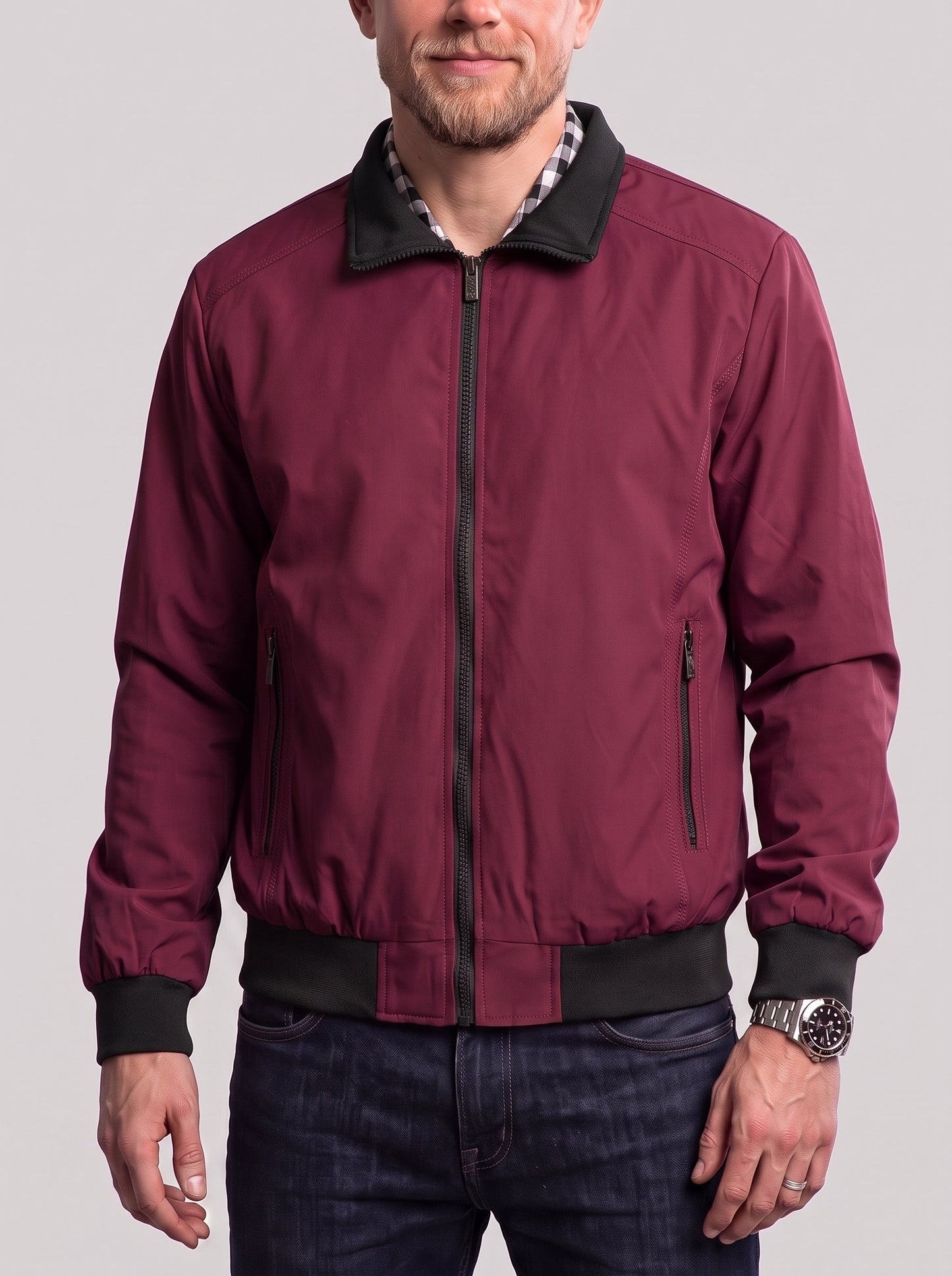 KZZ Men's casual zip-up jacket
