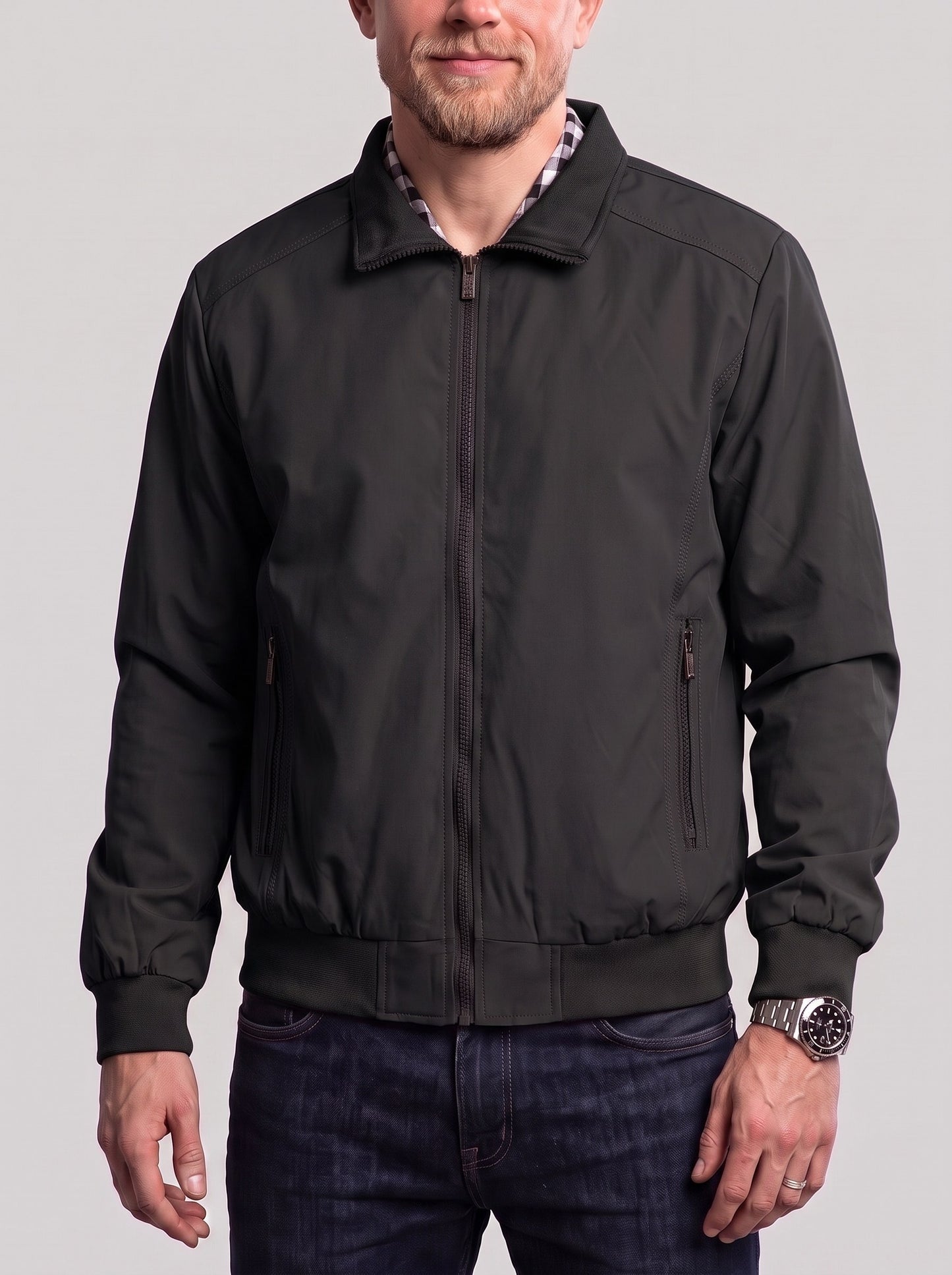 KZZ Men's casual zip-up jacket