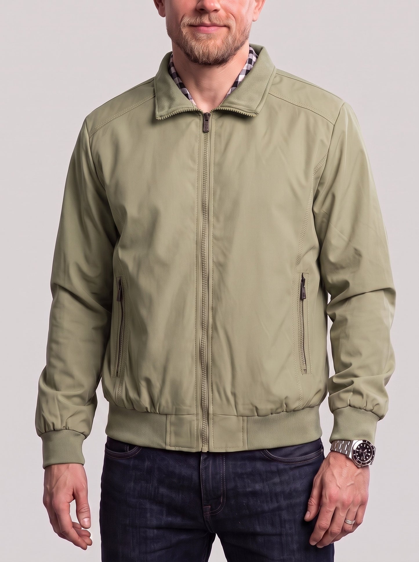 KZZ Men's casual zip-up jacket