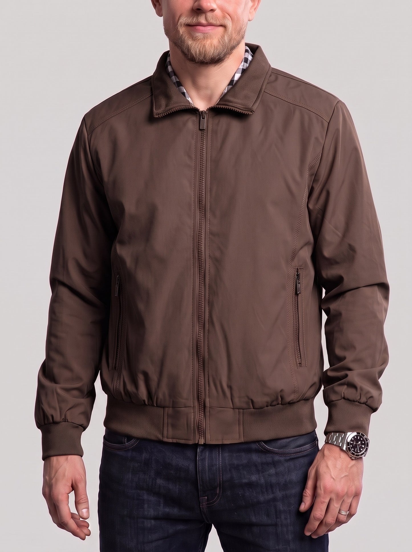 KZZ Men's casual zip-up jacket