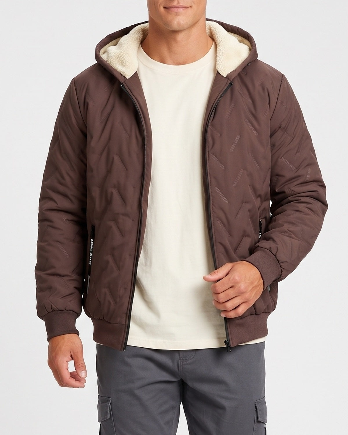 KZZ Men's basic slim-fit retro woven warm hooded jacket