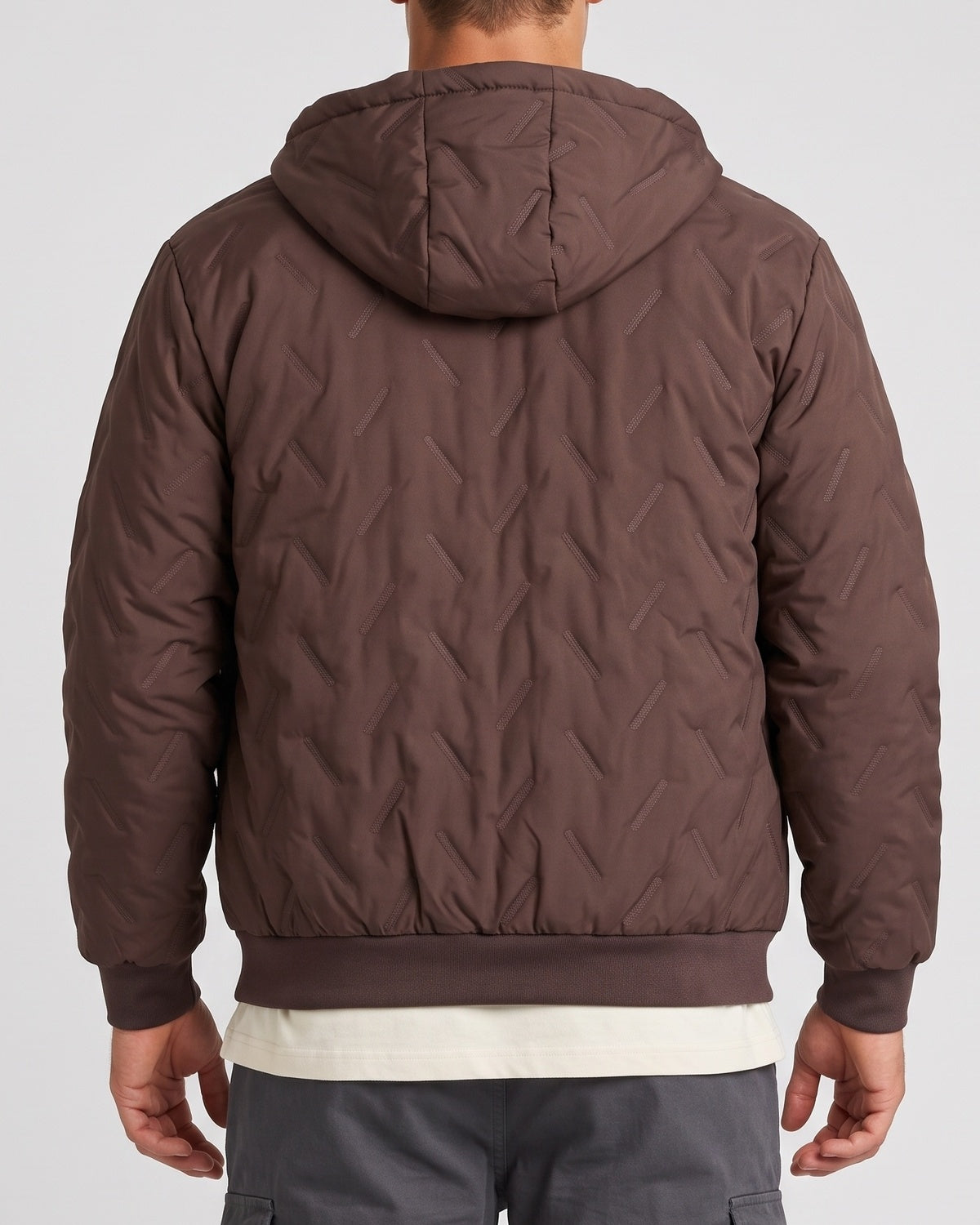 KZZ Men's basic slim-fit retro woven warm hooded jacket