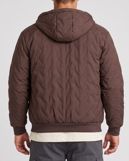KZZ Men's basic slim-fit retro woven warm hooded jacket