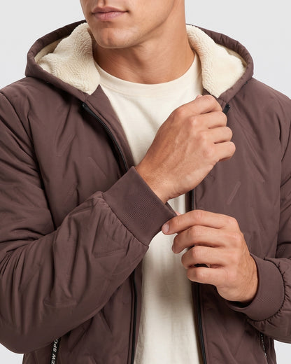 KZZ Men's basic slim-fit retro woven warm hooded jacket