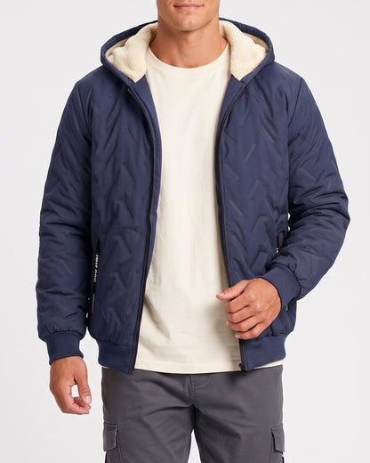 KZZ Men's basic slim-fit retro woven warm hooded jacket