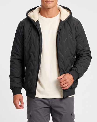 KZZ Men's basic slim-fit retro woven warm hooded jacket