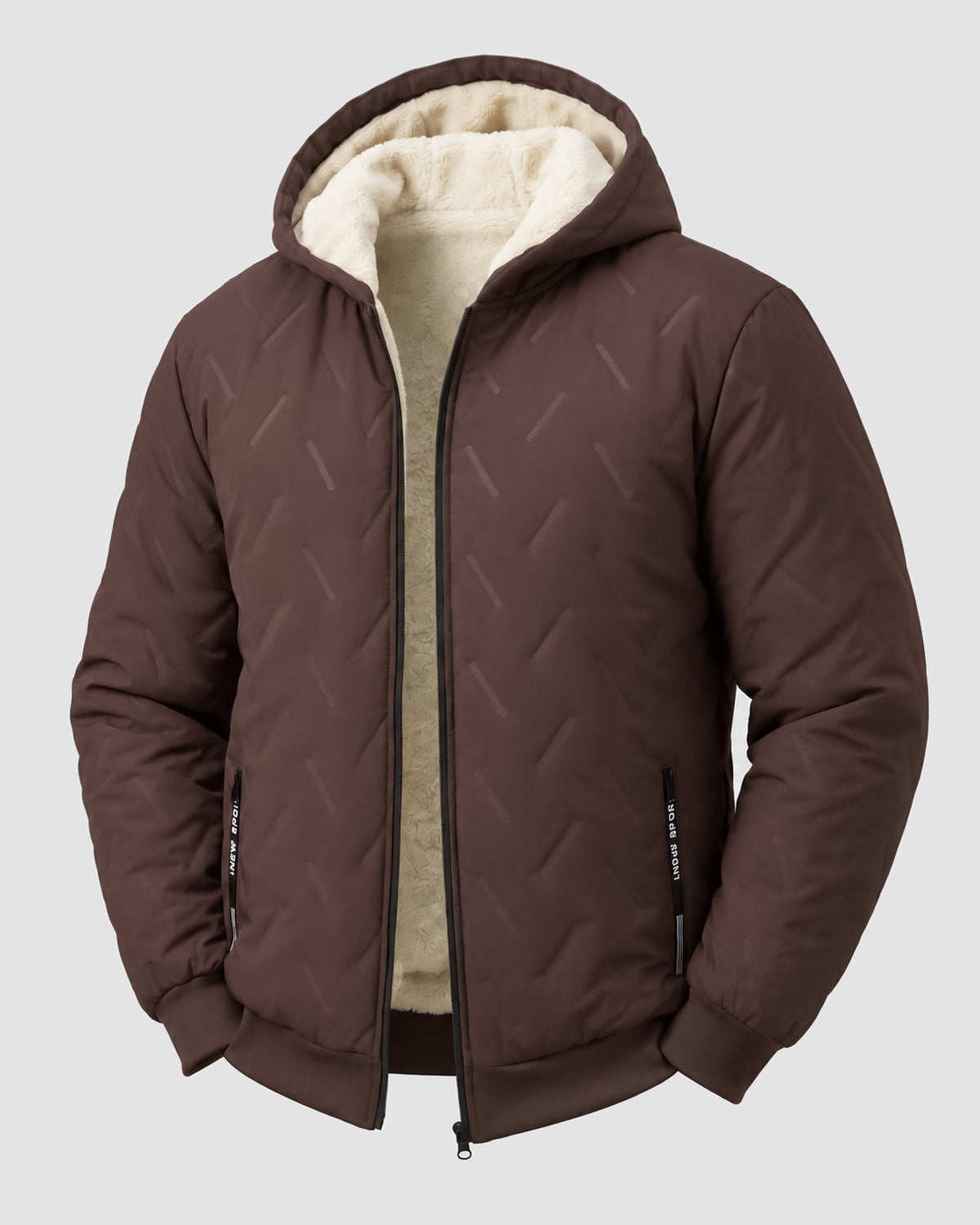 KZZ Men's basic slim-fit retro woven warm hooded jacket