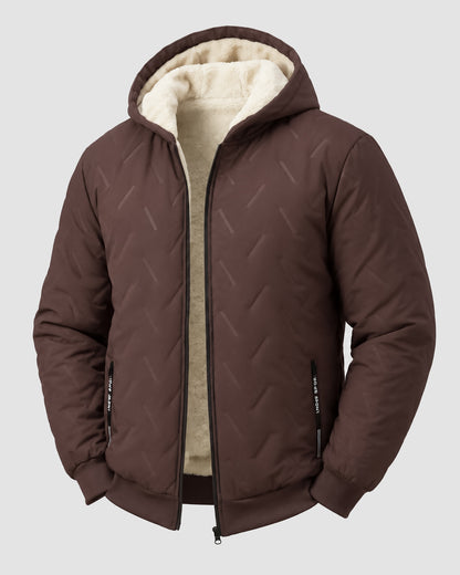 KZZ Men's basic slim-fit retro woven warm hooded jacket