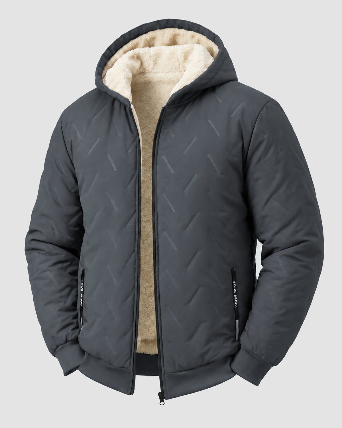 KZZ Men's basic slim-fit retro woven warm hooded jacket
