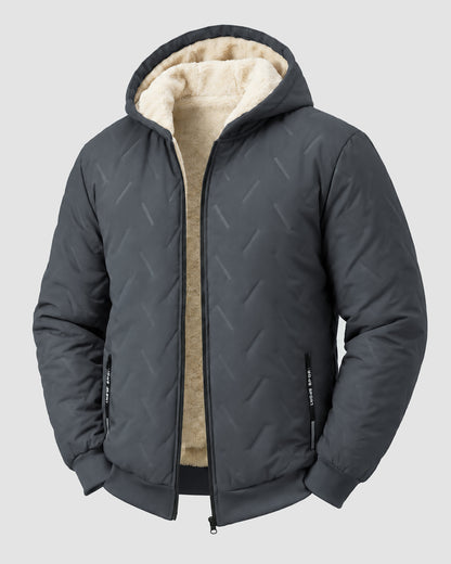 KZZ Men's basic slim-fit retro woven warm hooded jacket
