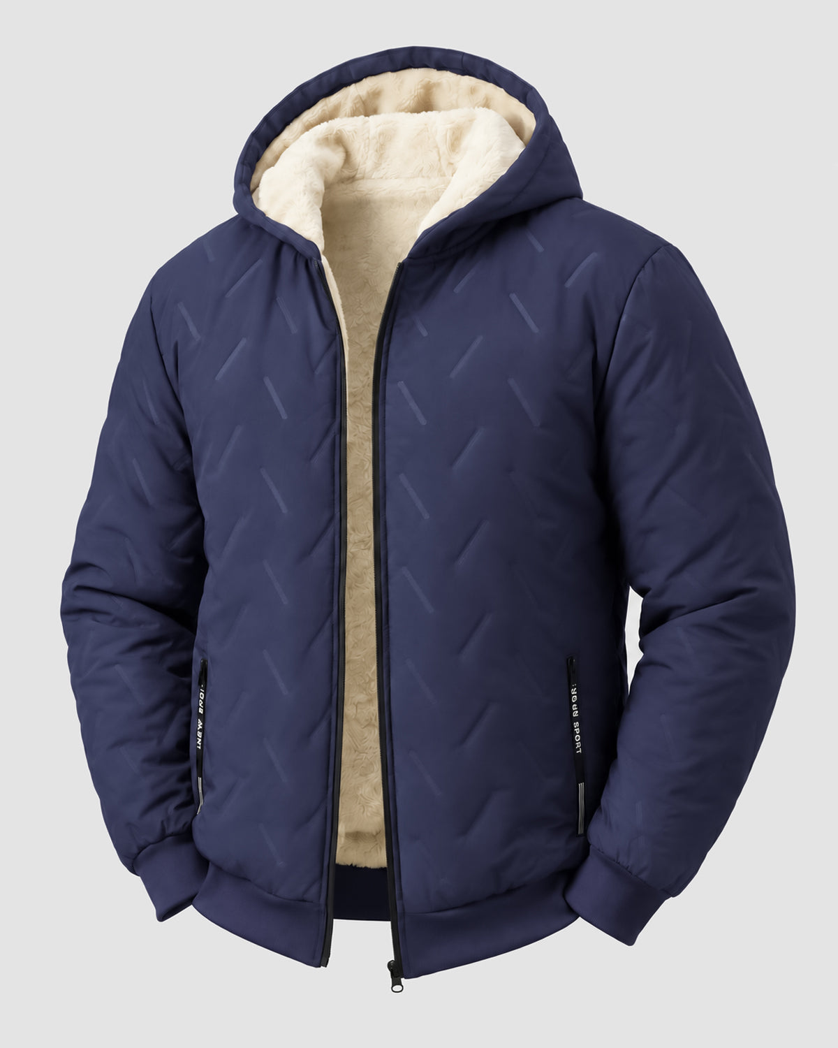 KZZ Men's basic slim-fit retro woven warm hooded jacket