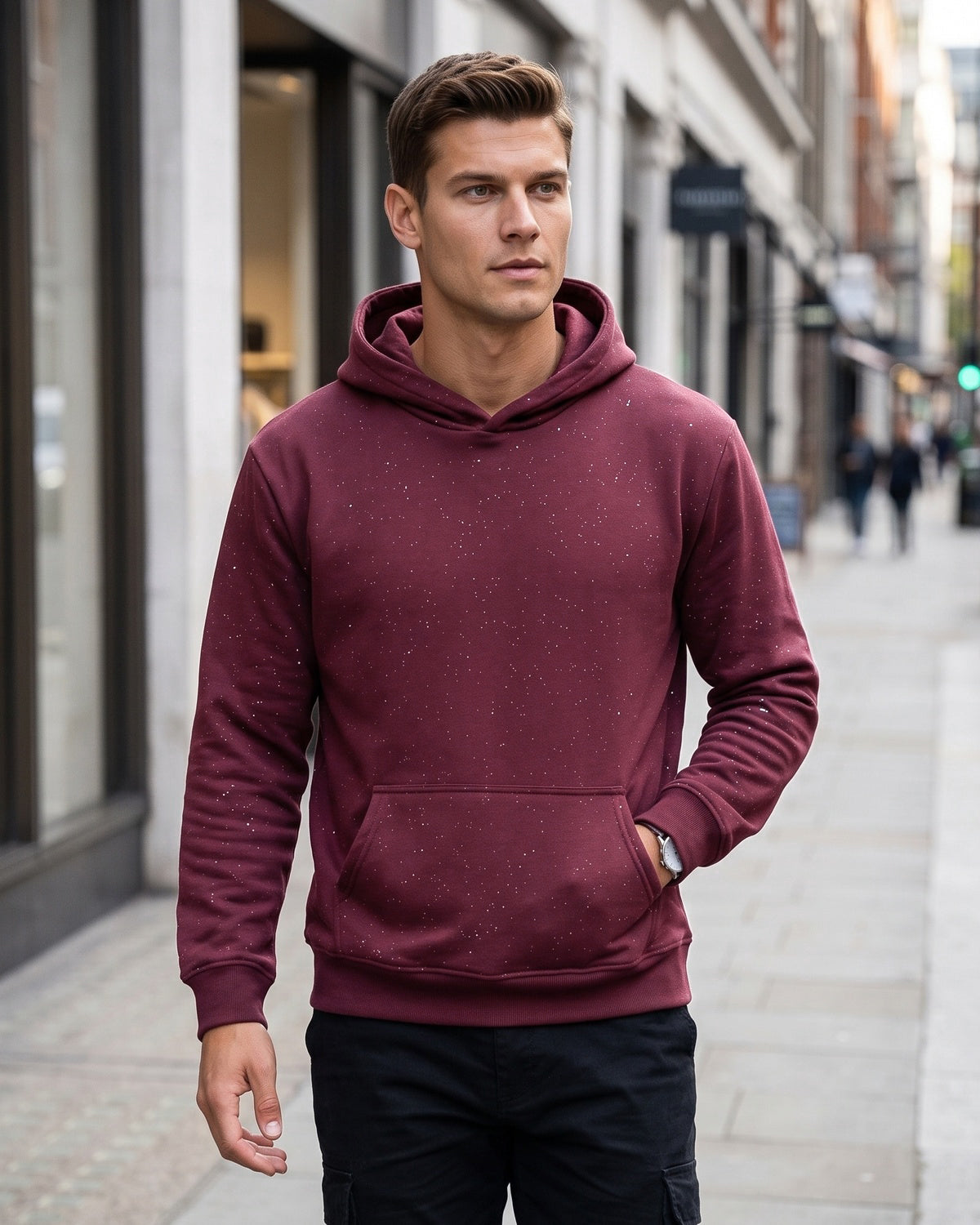 KZZ Men's Sequin Pullover Hoodie