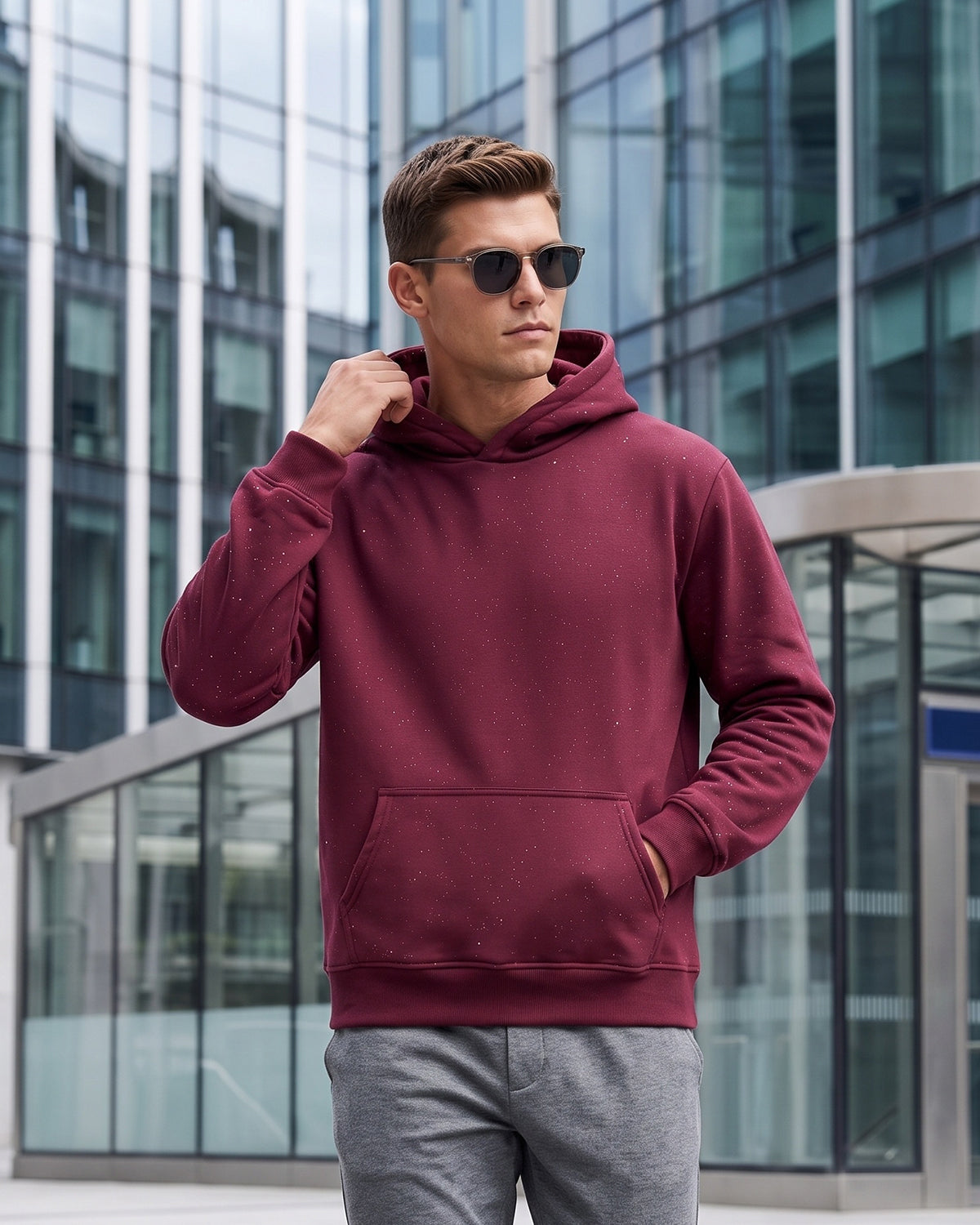 KZZ Men's Sequin Pullover Hoodie