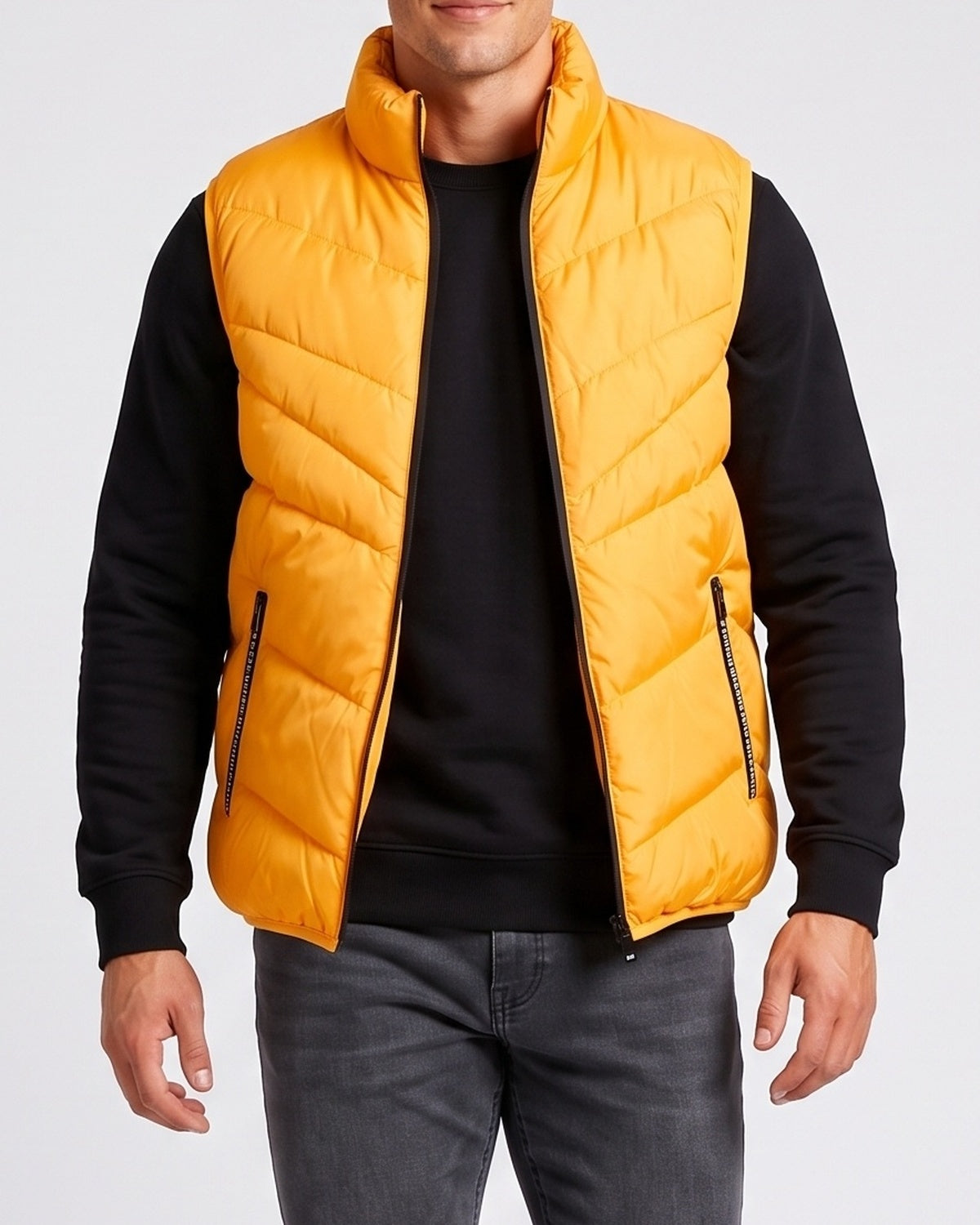 KZZ Men's Fashion Sleeveless Stand Collar Jacket