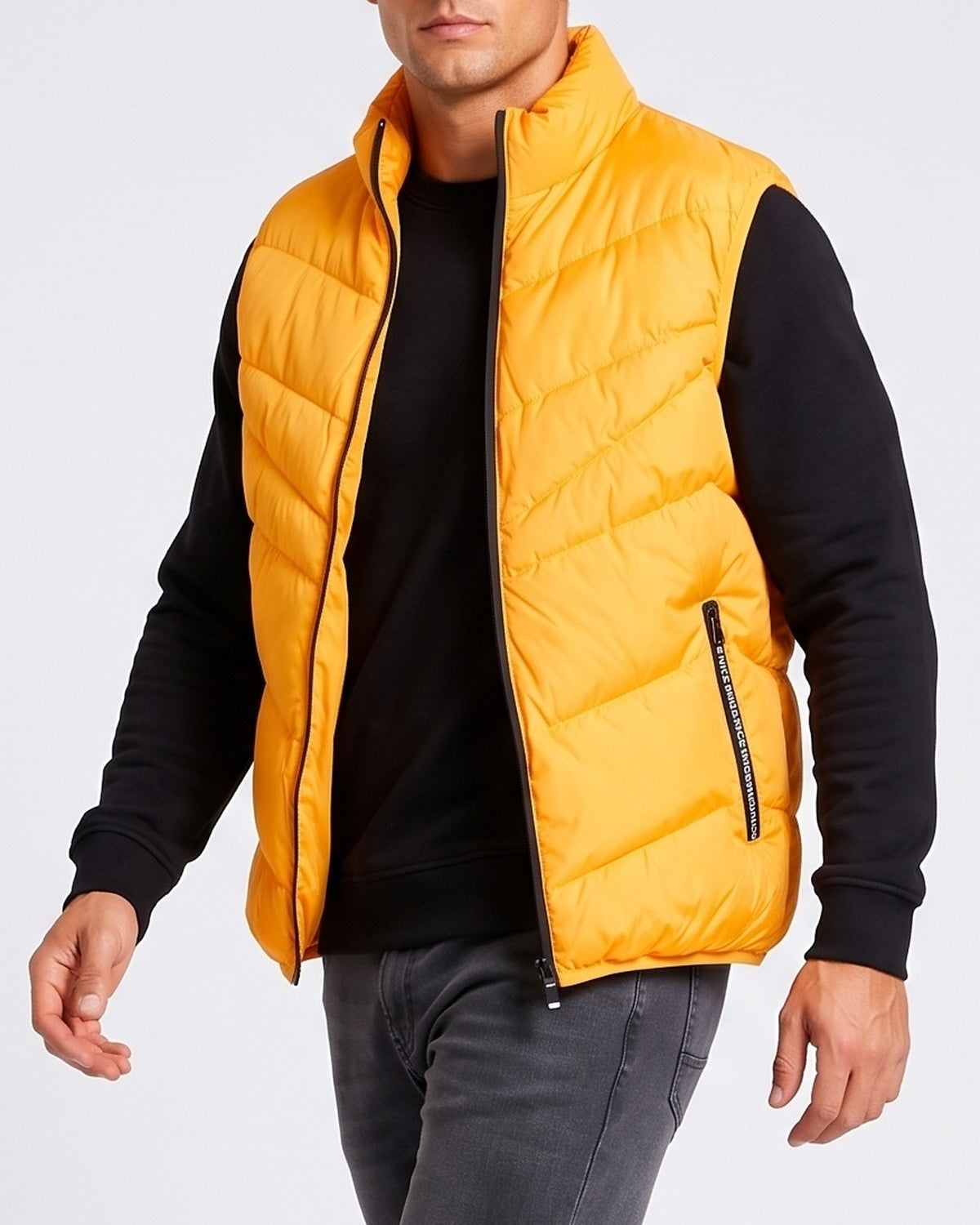 KZZ Men's Fashion Sleeveless Stand Collar Jacket