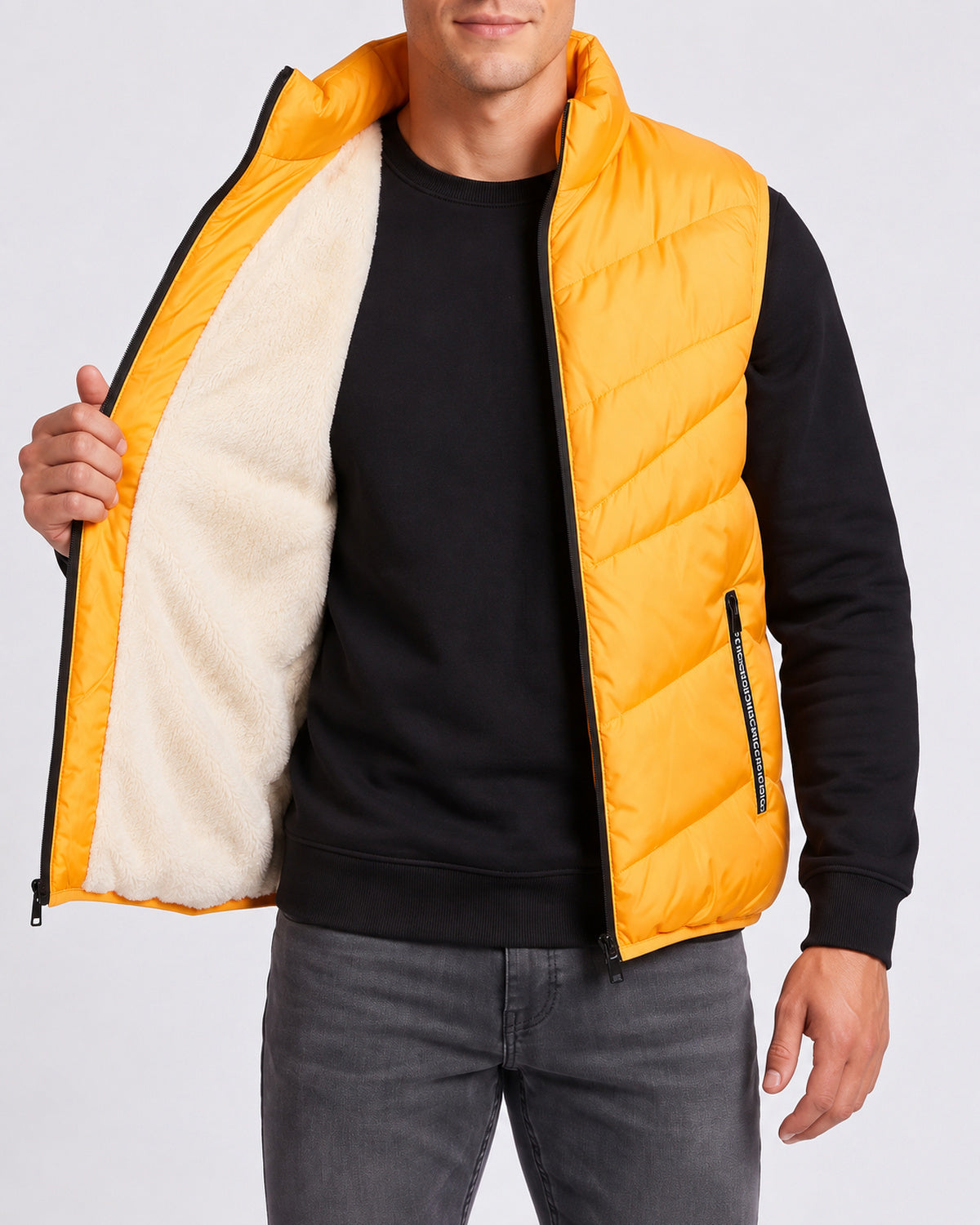 KZZ Men's Fashion Sleeveless Stand Collar Jacket