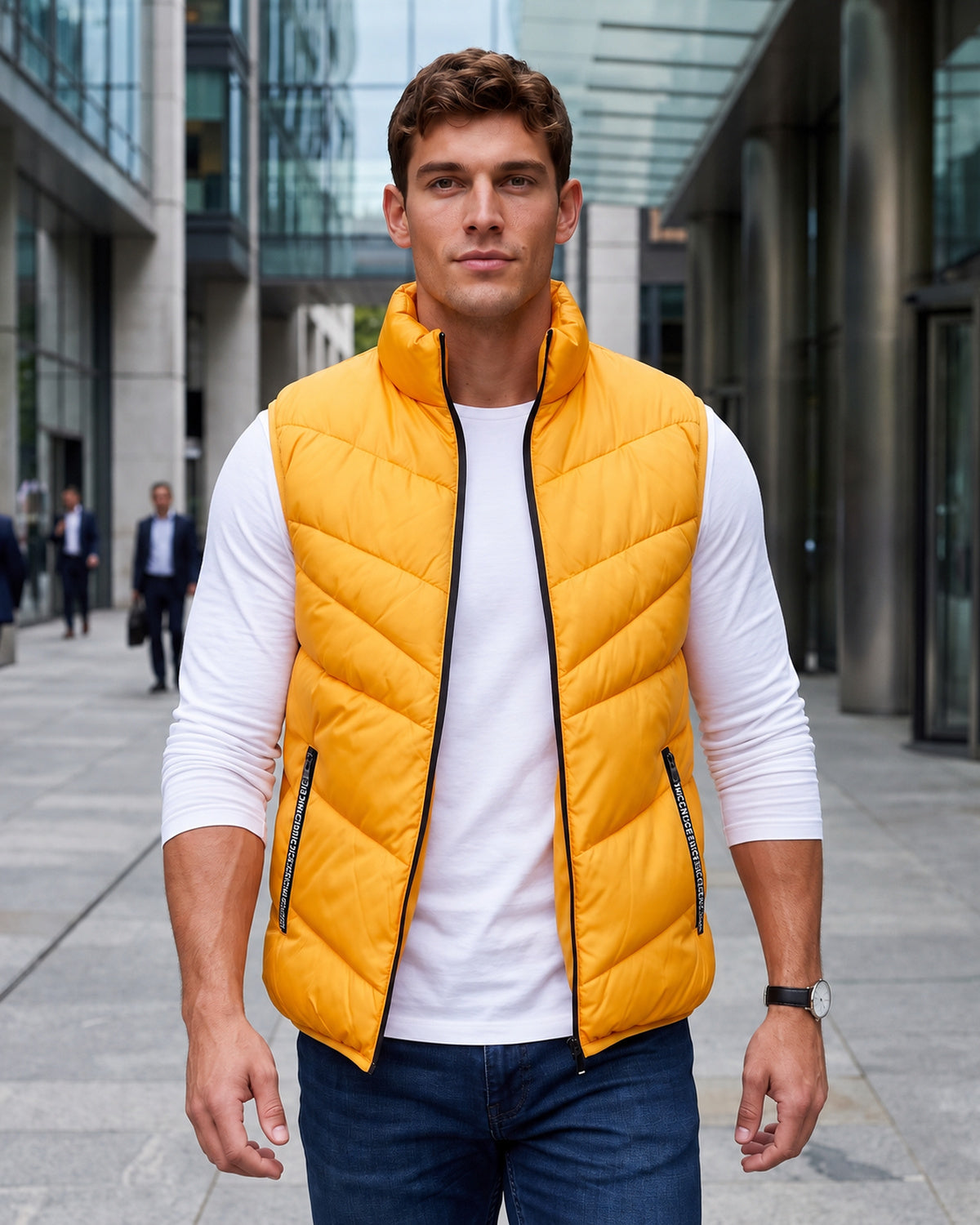 KZZ Men's Fashion Sleeveless Stand Collar Jacket