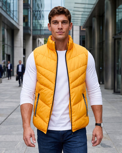 KZZ Men's Fashion Sleeveless Stand Collar Jacket