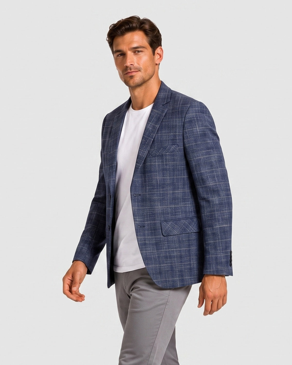 KZZ Men's single-breasted, two-button suit jacket