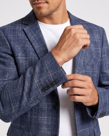 KZZ Men's single-breasted, two-button suit jacket