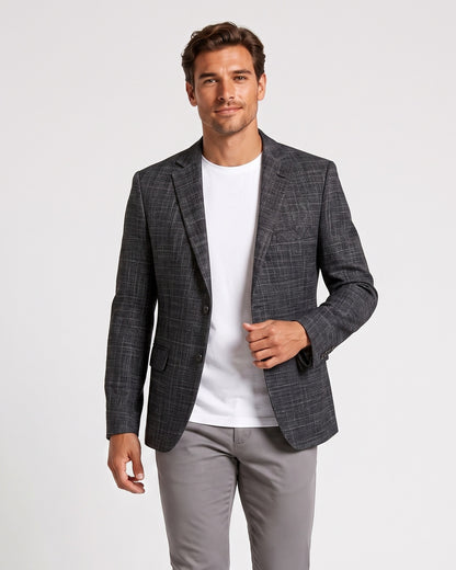 KZZ Men's single-breasted, two-button suit jacket