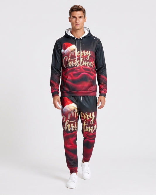 KZZ Men's 3D-Embroidered Hoodie Set