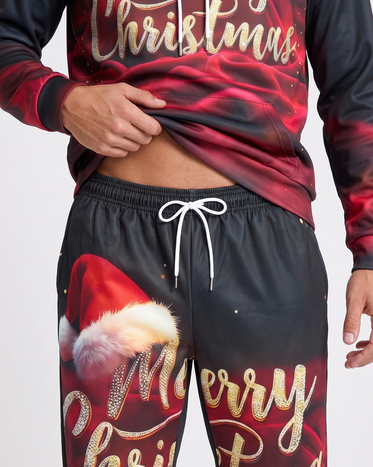 KZZ Men's 3D-Embroidered Hoodie Set