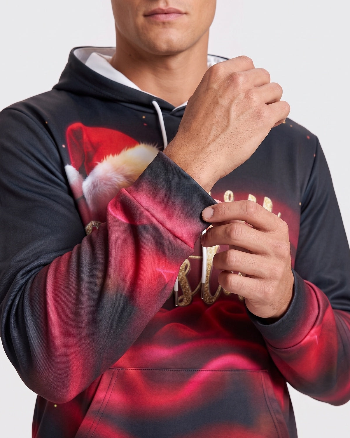 KZZ Men's 3D-Embroidered Hoodie Set