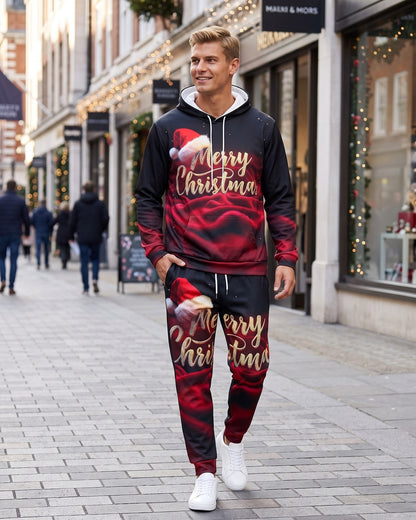 KZZ Men's 3D-Embroidered Hoodie Set