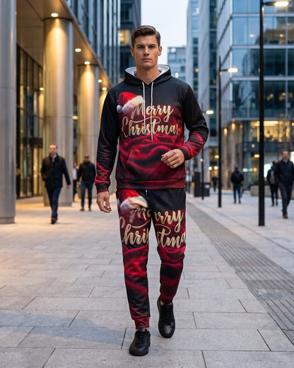 KZZ Men's 3D-Embroidered Hoodie Set