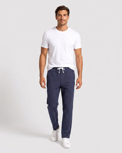 KZZ Men's striped straight-leg trousers
