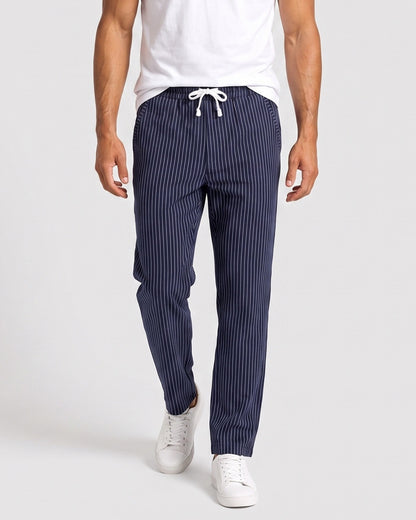 KZZ Men's striped straight-leg trousers