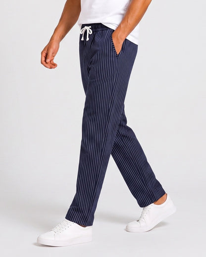 KZZ Men's striped straight-leg trousers