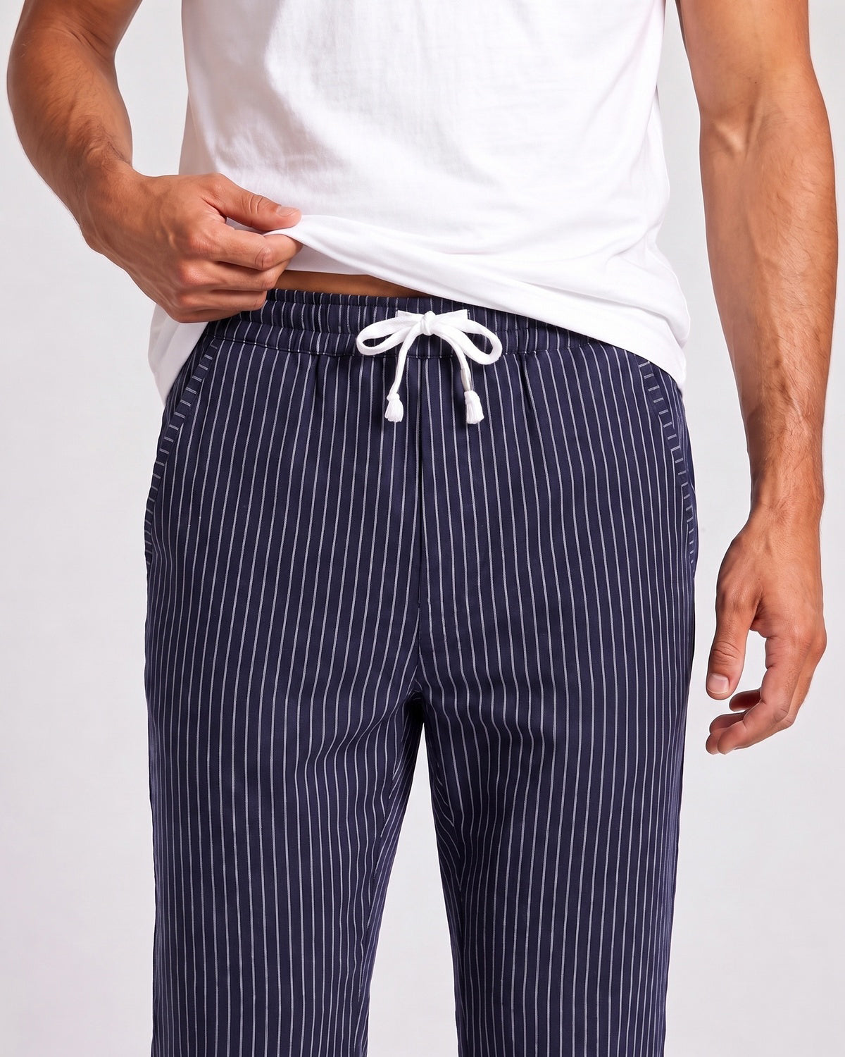KZZ Men's striped straight-leg trousers