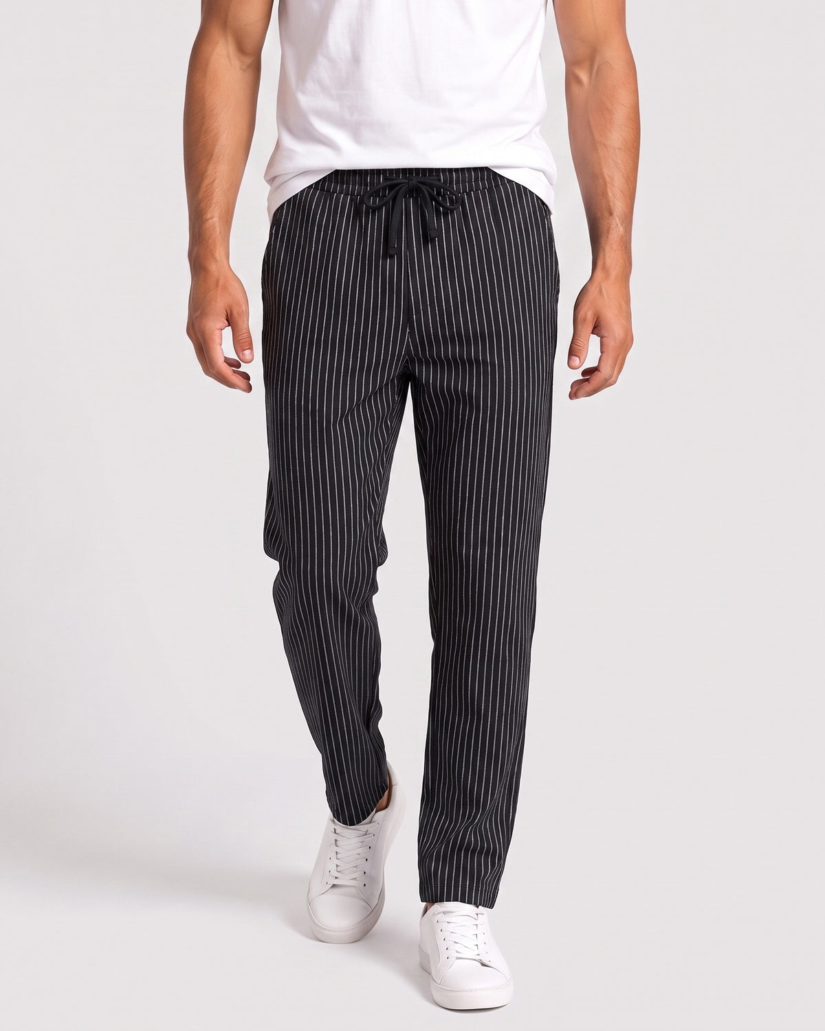 KZZ Men's striped straight-leg trousers