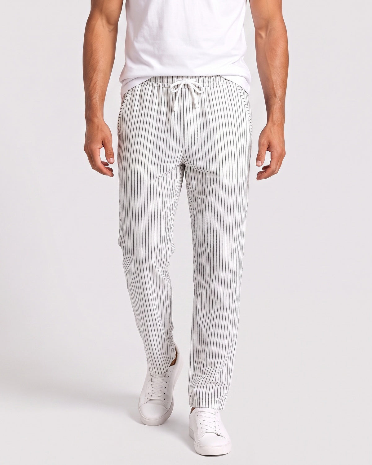 KZZ Men's striped straight-leg trousers