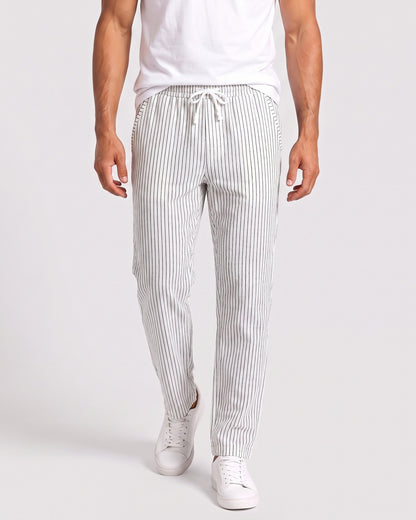 KZZ Men's striped straight-leg trousers