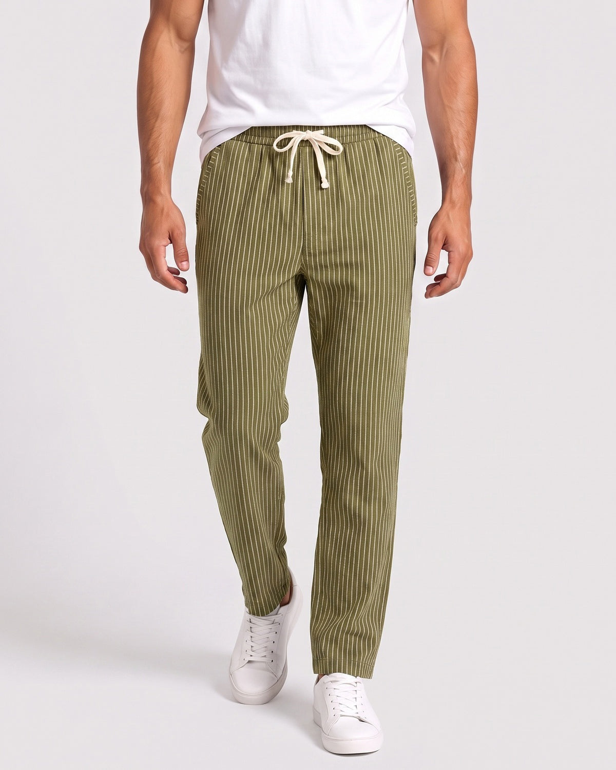 KZZ Men's striped straight-leg trousers