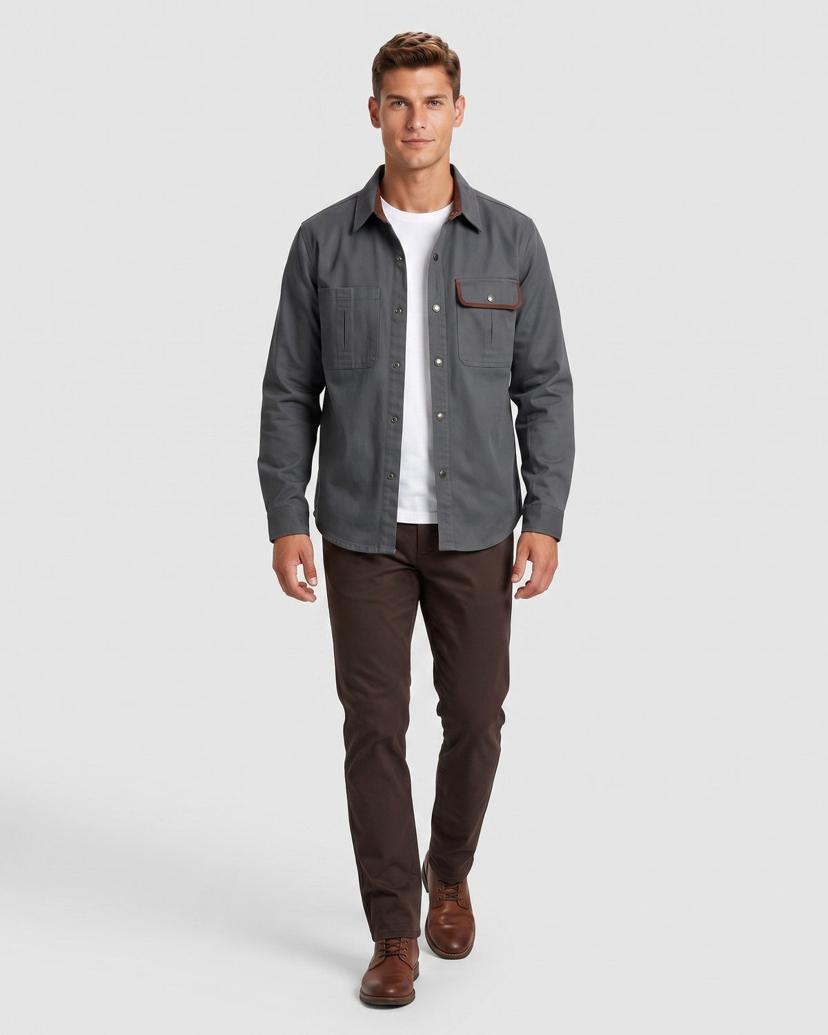 KZZ Men's Long-Sleeve Work Shirt