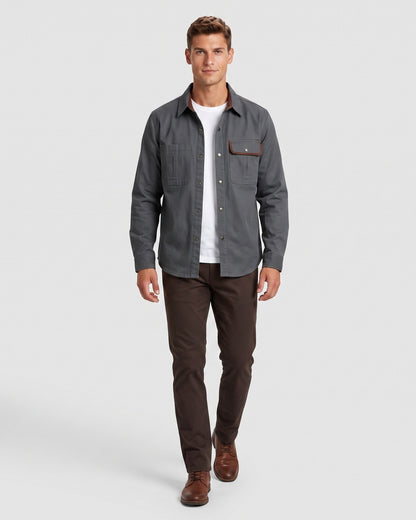 KZZ Men's Long-Sleeve Work Shirt