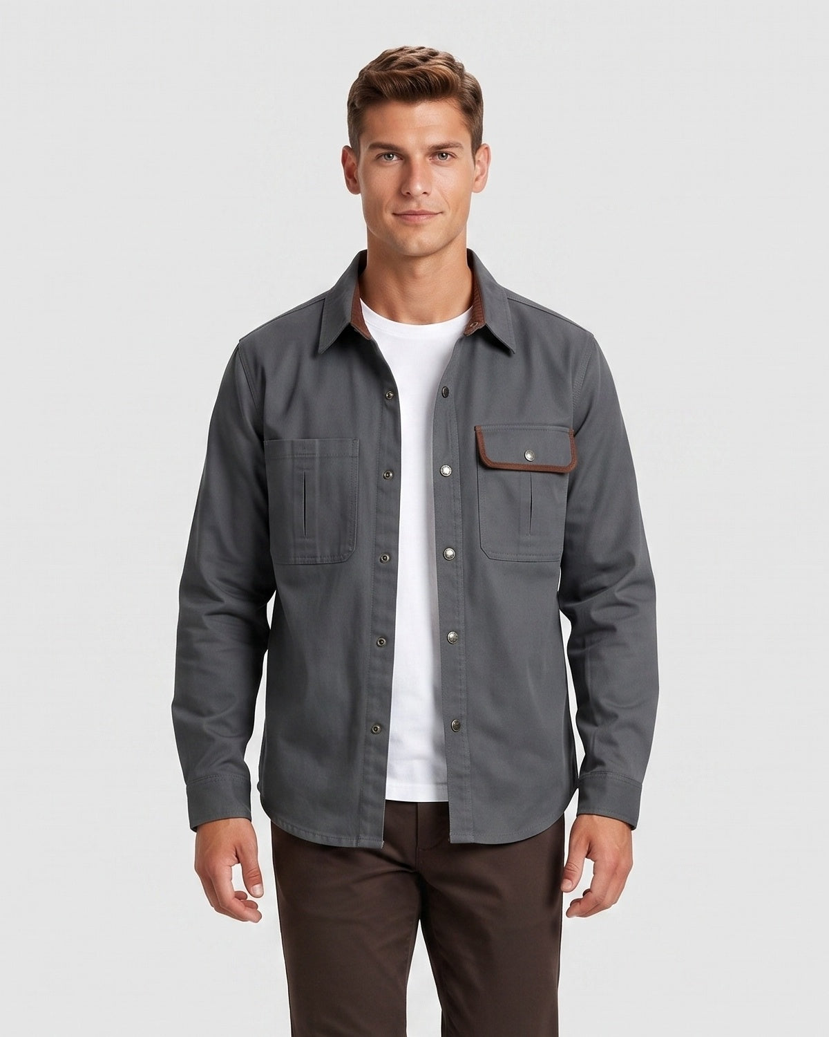 KZZ Men's Long-Sleeve Work Shirt