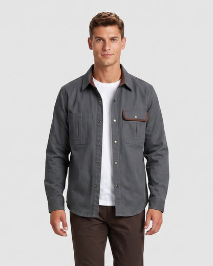KZZ Men's Long-Sleeve Work Shirt