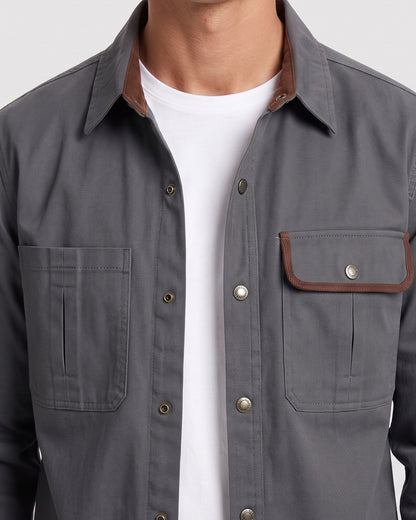 KZZ Men's Long-Sleeve Work Shirt