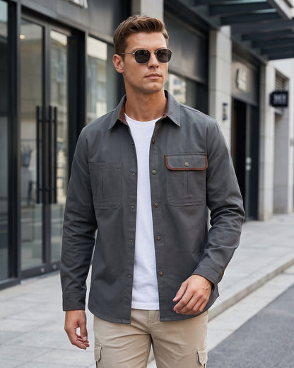 KZZ Men's Long-Sleeve Work Shirt