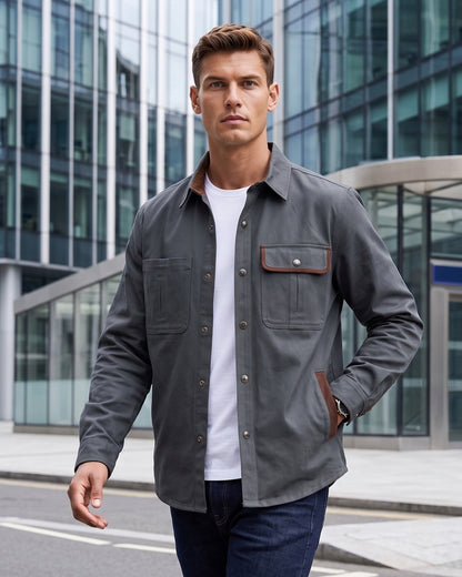 KZZ Men's Long-Sleeve Work Shirt