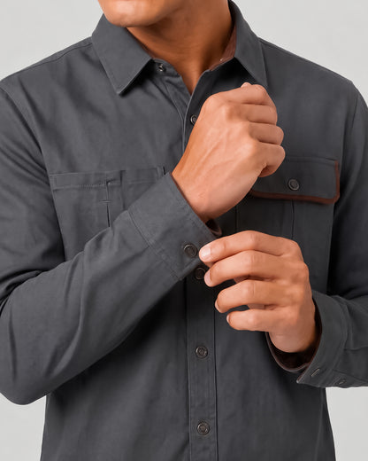KZZ Men's Long-Sleeve Work Shirt