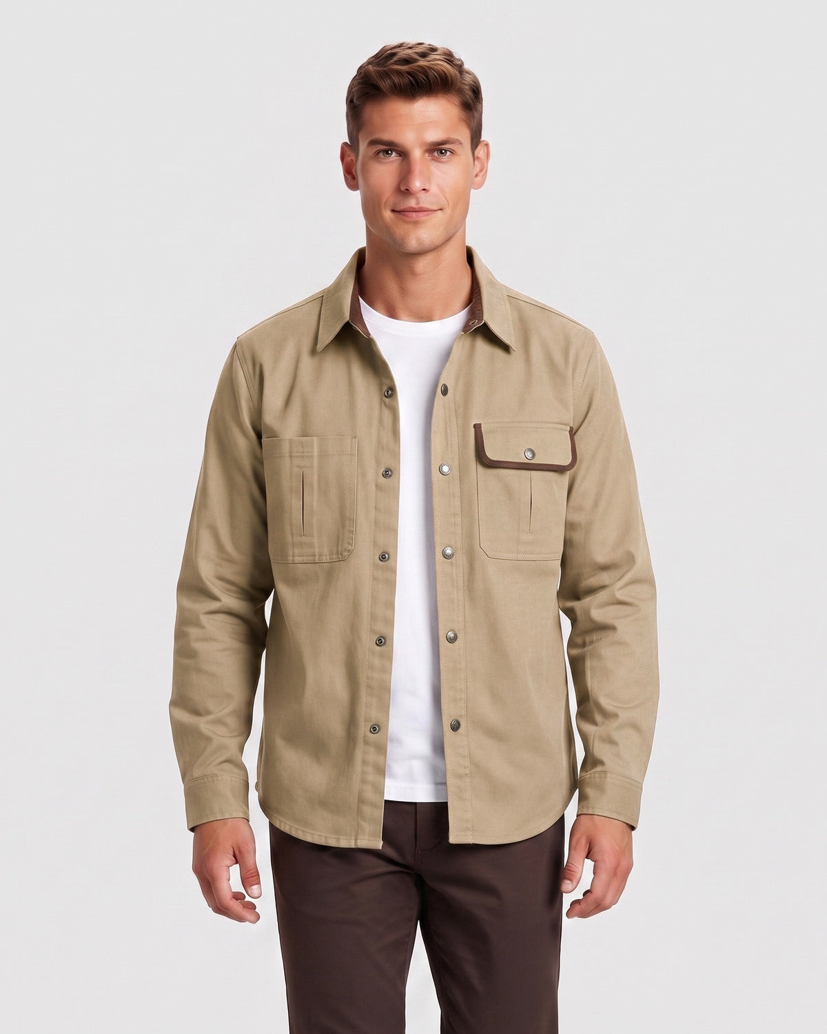 KZZ Men's Long-Sleeve Work Shirt