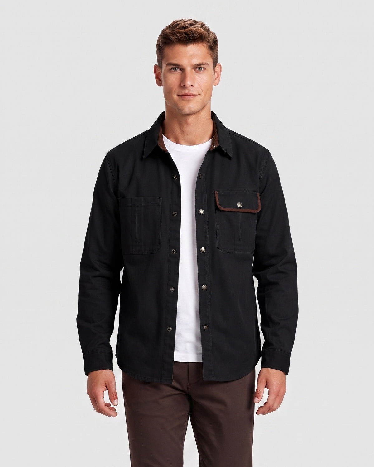 KZZ Men's Long-Sleeve Work Shirt