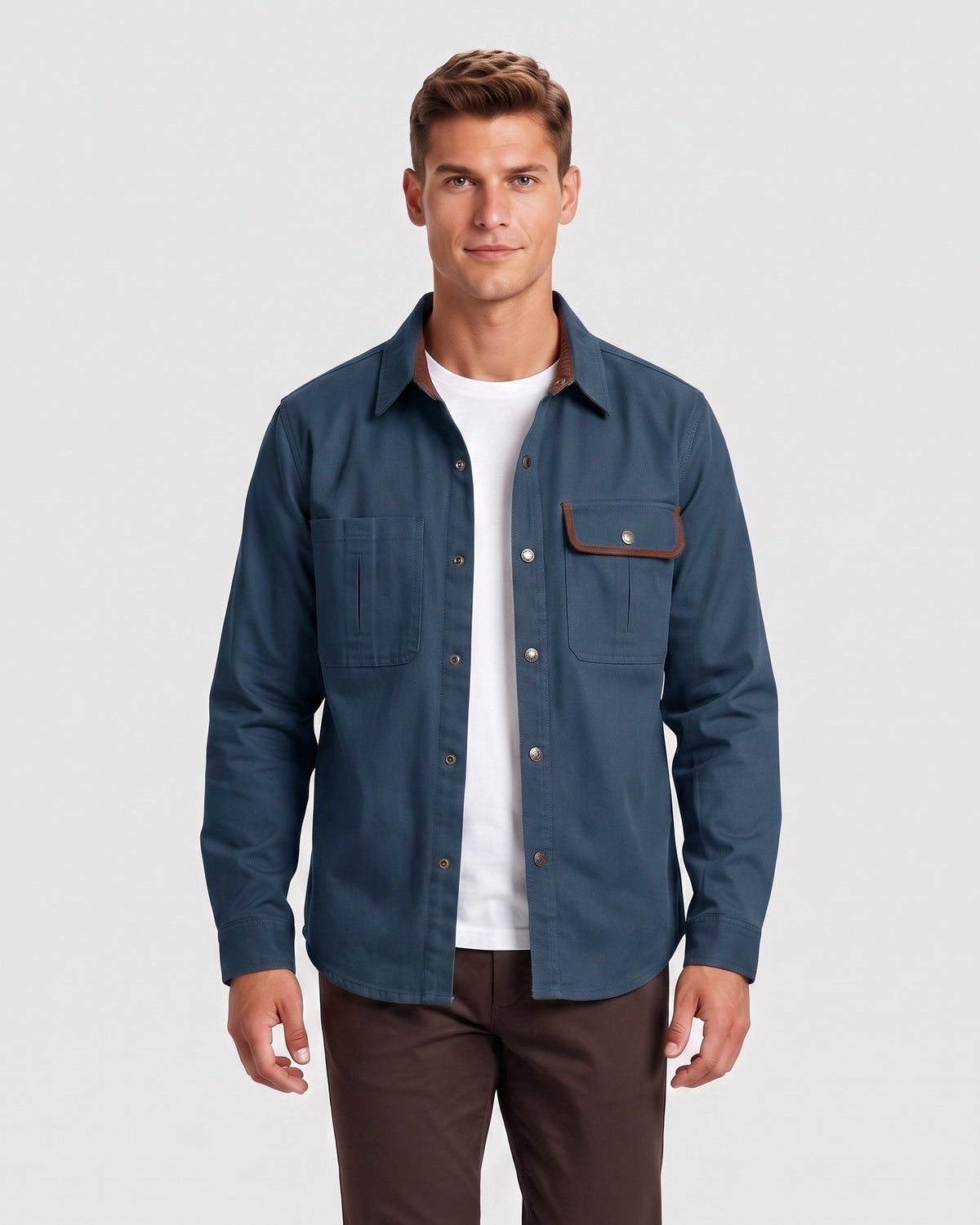 KZZ Men's Long-Sleeve Work Shirt